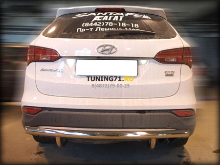 Hyundai Santa Fe 2012-наст.вр.-Защита заднего бампера радиусная одинарная d-60